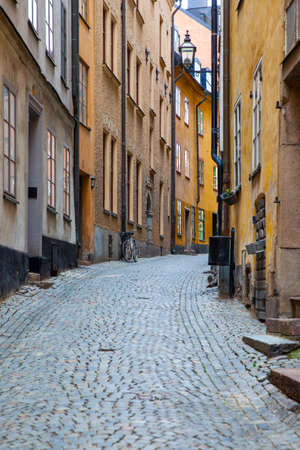 Old street in Gamla Stan in Stockholm, Swedenの写真素材