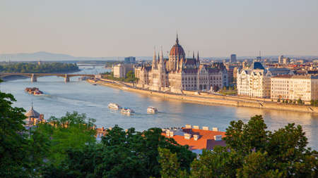 Panoramic view of Budapest wuth Parliament building, Hungaryの写真素材