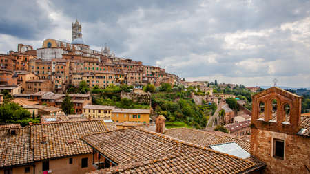 Panoramic view of the city of Siena in Tuscany, Italyの写真素材