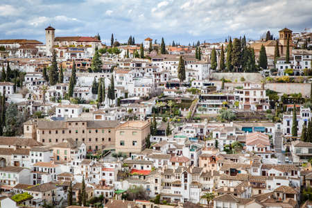 Scenic panoramic view of the old town of Granada, Spainの写真素材