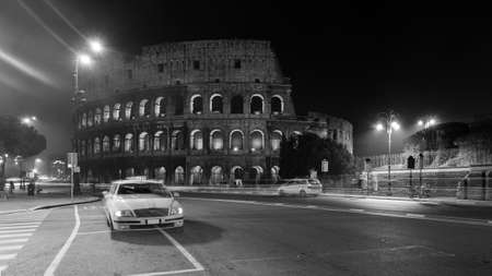 City of Rome at night. Black and white photography. Italyの写真素材