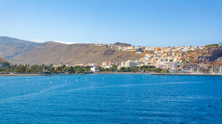 San Sebastian de La Gomera on the ocean shore, Canary Islands, Spain. Panoramic viewの写真素材