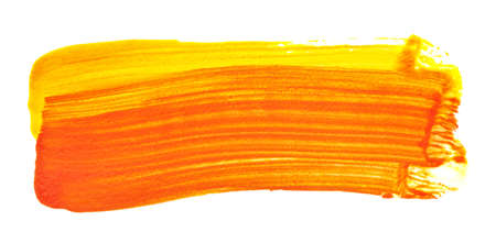 Long yellow - orange brush stroke isolated on the white backgroundの写真素材