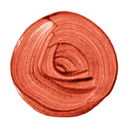 Dark red circular brush stroke isolated on the white backgroundの写真素材