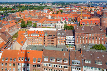 Residential buildings in Lubeck city, Germanyの写真素材