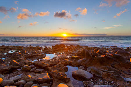 Beautiful sunset over the Atlantic Ocean in Tenerife, Canary Islands. Seascapeの写真素材