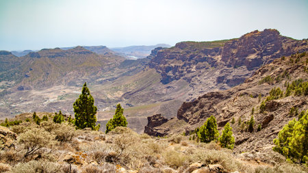 Panoranic view of mountains in Gran Canaria, Canary Islands, Spain. Landscapeの写真素材
