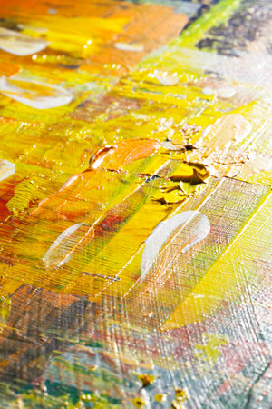 Yellow brush strokes close-up. Abstract background. Shallow DOF!の写真素材