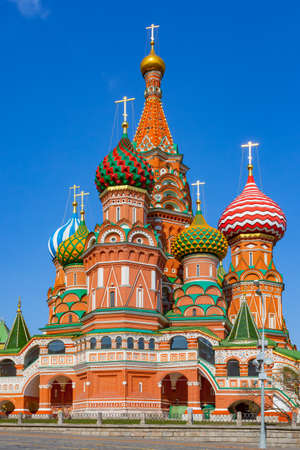 Saint Basil's Cathedral in Red Square of Moscow, one of the most popular cultural symbols of Russiaの写真素材
