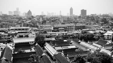 Bangkok city , Thailand.  Black and white panoramic cityscapeの写真素材