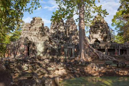 Ancient ruins of a temple in the Angkor, Cambodiaの写真素材