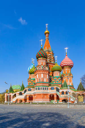 The Cathedral of Vasily the Blessed (Saint Basil's Cathedral) in Red Square of Moscow, one of the most popular cultural symbols of Russiaのeditorial素材