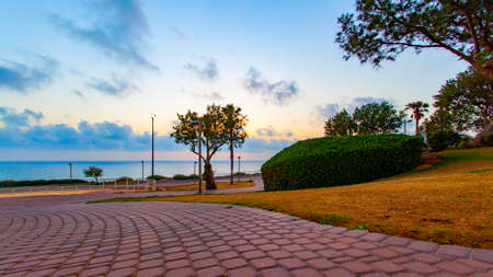 Public park by the sea in Netanya, Israel. Landscapeの写真素材