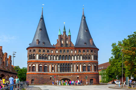 Lubeck, Germany - August 20, 2012: Holsten Gate (Holstentor) in Lubeckのeditorial素材
