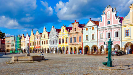 Telc, Czech Republic - October 10, 2009: Renaissance houses on the Main Square of Telc, a UNESCO World Heritage Siteのeditorial素材