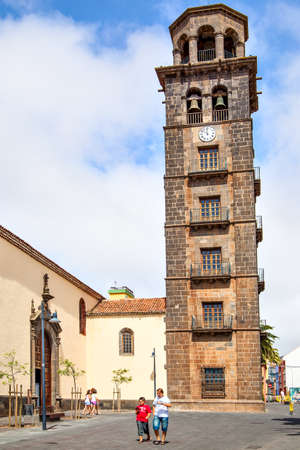 La Laguna, Tenerife, Spain - August 4, 2011: Leaning bell tower of Church de la Concepcion in San Cristobal de la Laguna,のeditorial素材