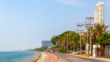 Pattaya, Thailand - December 8, 2009: View of only patrly developed Jomtien Beach in 2009 yaerのeditorial素材
