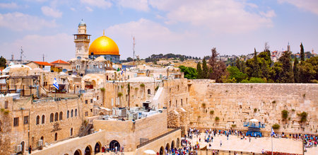Jerusalem, Israel - May 20, 2009:  Panoramic view of The Old Town of Jerusalem with The Western Wallのeditorial素材