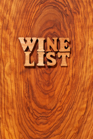 Wine List - Text by wooden lettersの写真素材