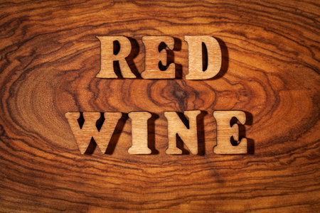 Red Wine - Text by wooden letters close upの写真素材