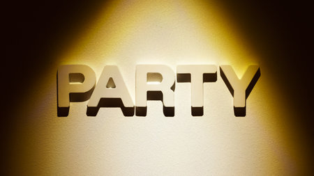 Party - text in spot of bright electric lightの写真素材