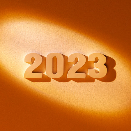 New Year 2023 - Number in bright spotlightの写真素材