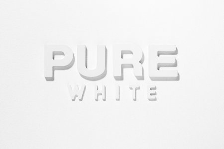 Pure White - Volumetric text on white backgroundの写真素材