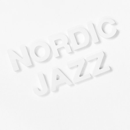 Nordic Jazz - Austere volumetric inscription on textured white backgroundの写真素材