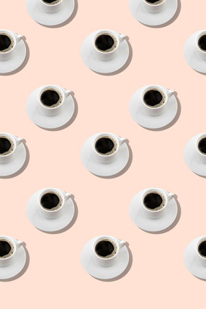 Contemporary isometric still life with cups of coffeeの写真素材