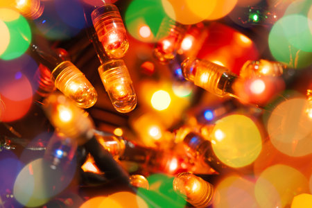 Christmas LED lights close upの写真素材