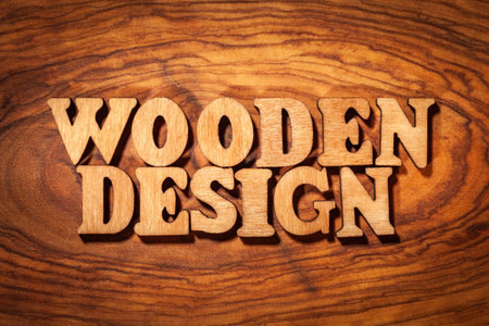Wooden Design - Text on wood close upの写真素材