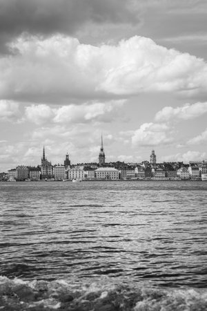 The Old Town of Stockholm, Sweden. Black and white photography, cityscapeの写真素材