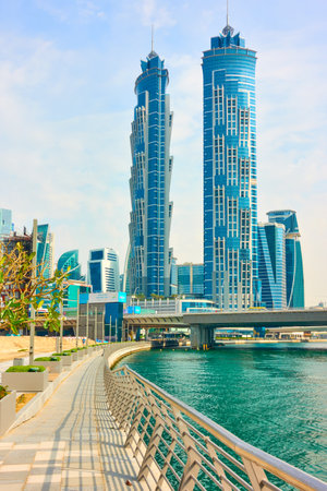 Dubai, United Arab Emirates - February 02, 2020:  Waterfront in Dubai,  Cityscapeのeditorial素材