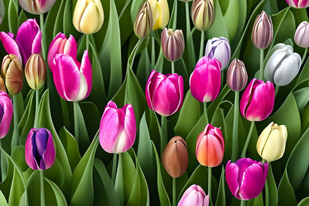 Tulip flowers. Generative AIの素材