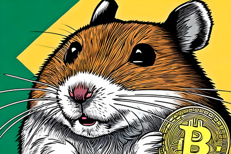 Hamster holding Bitcoin. Generative AIの素材