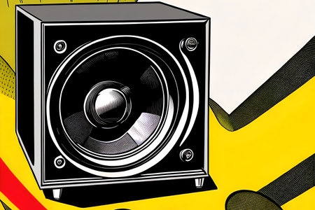 Vintage black subwoofer. Generative AIの素材