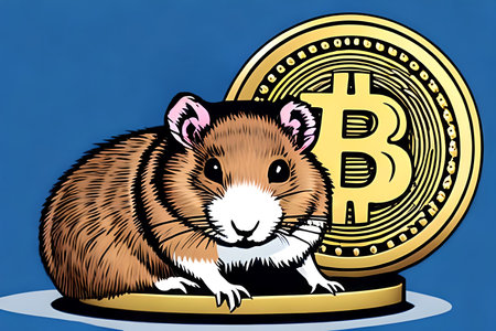 Hamster with Bitcoins. Generative AIの素材