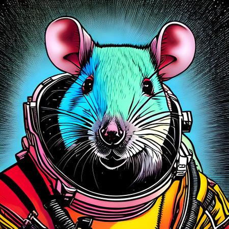 Spacesuited rat astronaut. Comic book style. Generative AIの素材