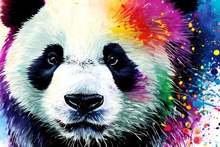 Portrait of giant panda bear. Graffiti style. Generative AIの素材