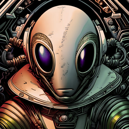 Alien pilot in space ship. Generative AIの素材
