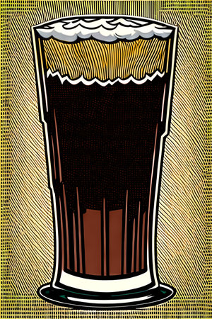 Glass of dark porter beer with froth. Retro style. Grenerative AIの素材