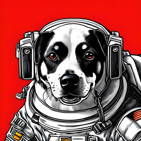 Dog astronaut. Portrait. Comic book style. Generative AIの素材