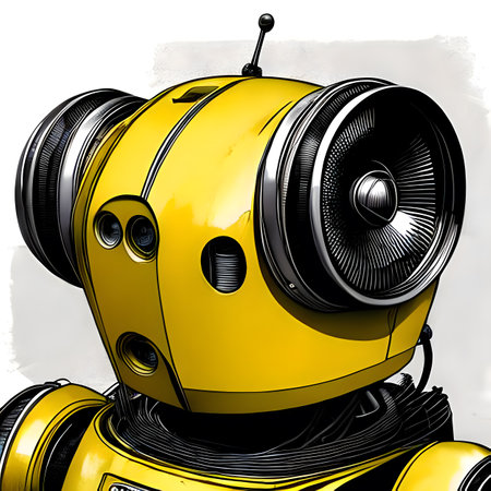 Surreal musical robot with audio speakers. Generative AIの素材