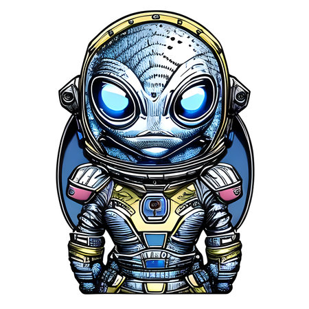 Spacesuited alien astronaut. Generative AIの素材