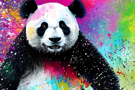 Portrait of giant panda bear. Graffiti style. Generative AIの素材
