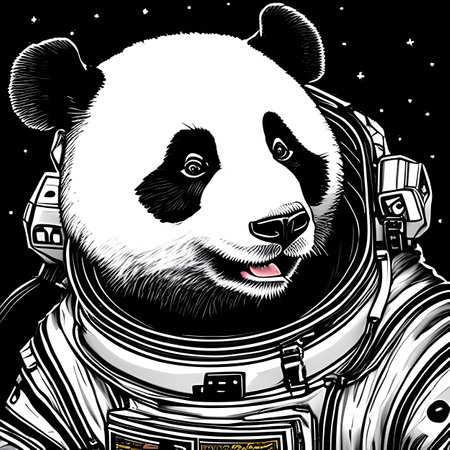 Panda astronaut. Comic book style. Generative AIの素材