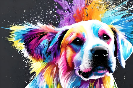Shaking off dog of different colors . Generative AIの素材