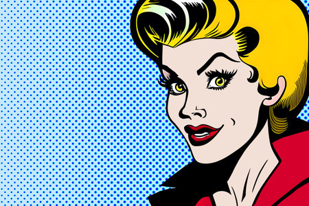 Smiling woman. Pop art retro comic book style. Generative AIの素材