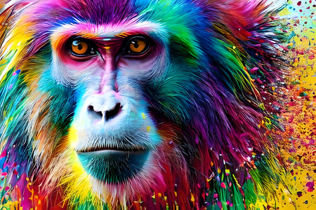 Monkey of different colors close-up. Generative AIの素材