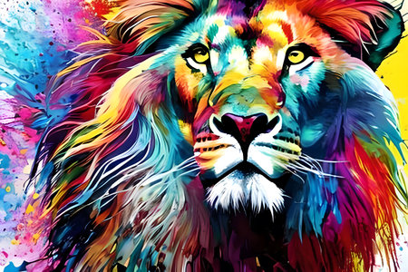 Lion of different colors close-up. Generative AIの素材